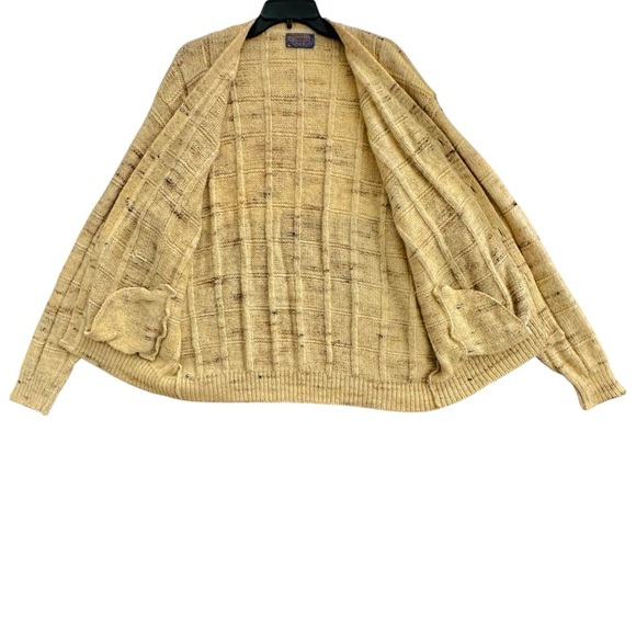 Vintage Pendleton Men's Wool Knit Cardigan Beige Plaid Button Front size XL - Picture 10 of 12